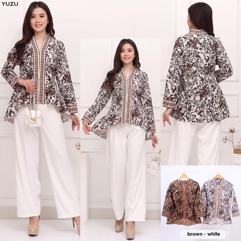 Evercloth Palmy / Yuzu Atasan Wanita Blouse Batik Wanita Lengan Panjang