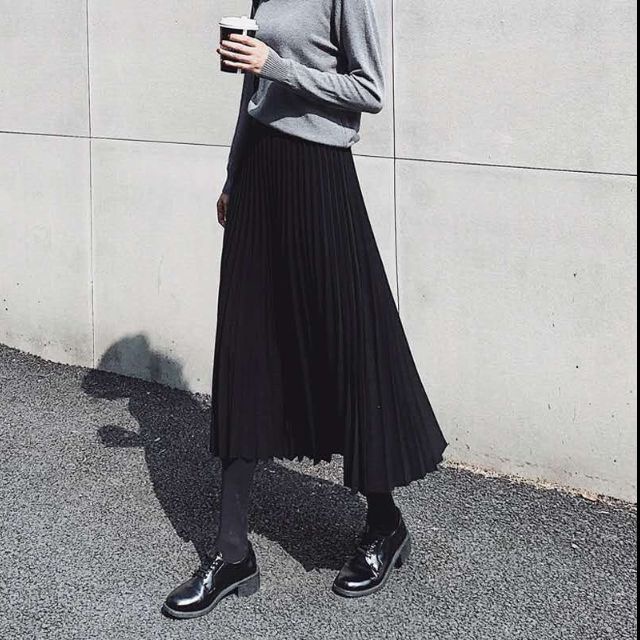 IMPORT MIDI SKIRT WOMAN WINTER AUTUMN HOLIDAY ROK PLISKET WANITA PANJANG