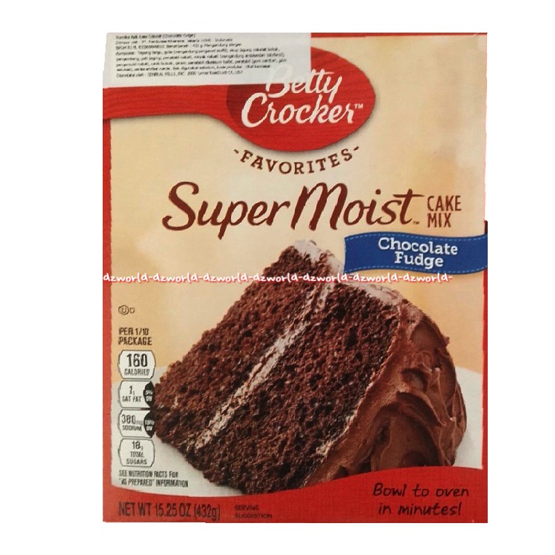 Betty Crocker Super Moist Cake Chocolate Fudge Food Yellow 432gr Tepung Premiks Kue Cake Instan