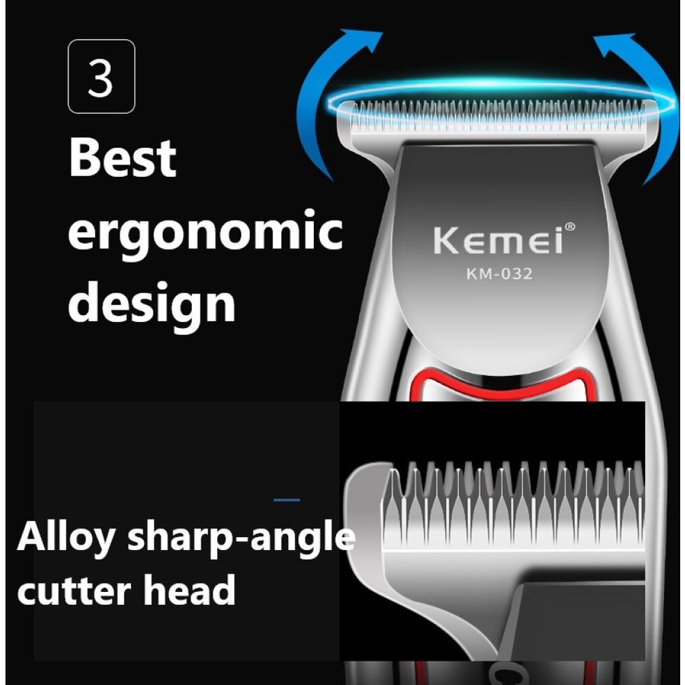 AKN88 - KEMEI KM-032 - Professional Electric Hair Clipper - Alat Cukur Rambut