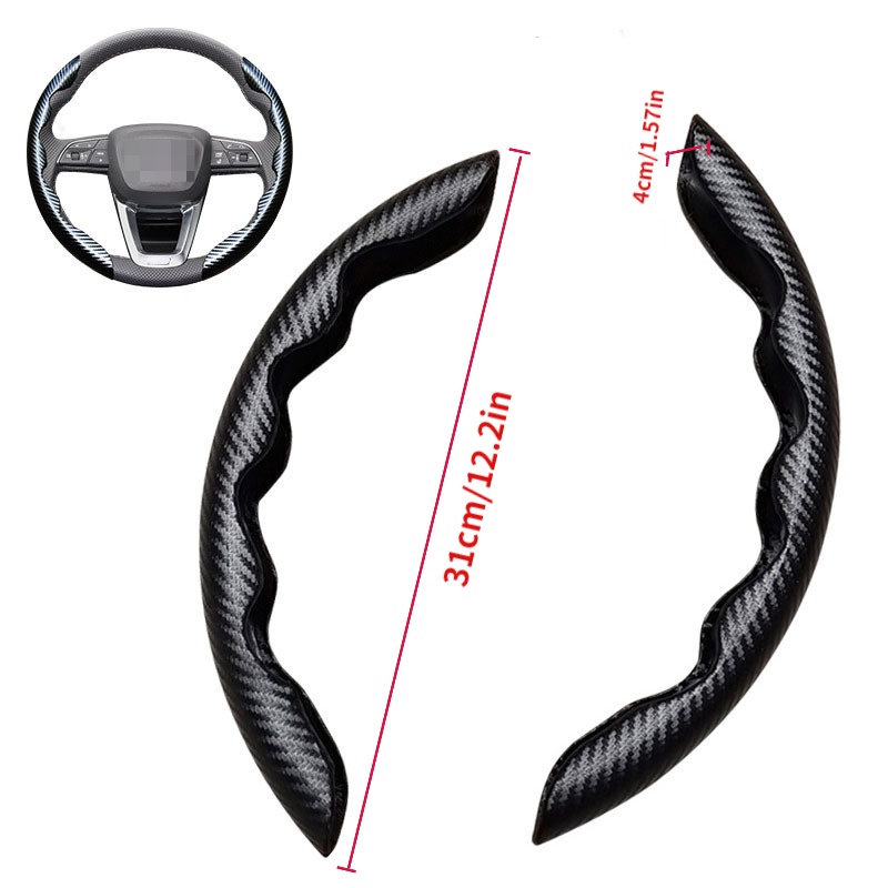 Cover Setir No inner ring Mobil Universal, Pelindung Setir Mobil Motif Serat Karbon Anti-Slip Universal Car Decoration Accessaries