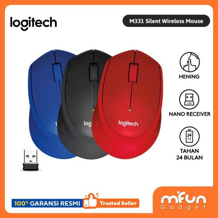 Mouse Wireless Logitech M331 - Silent Plus Mouse Garansi Resmi