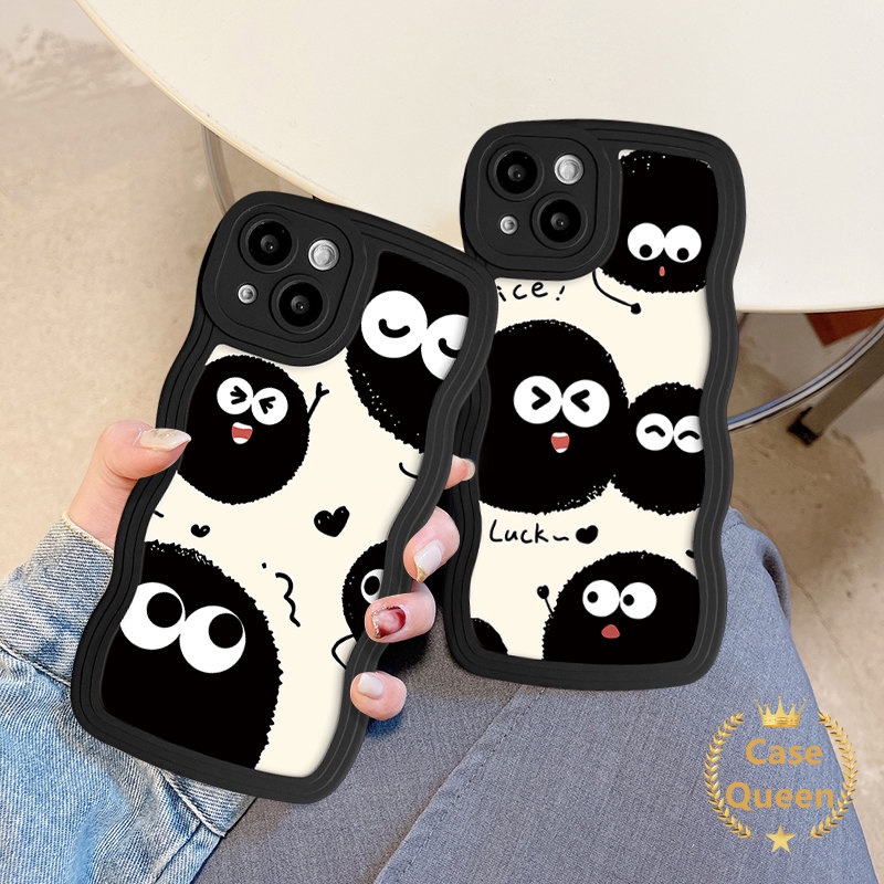 Casing Tepi Bergelombang Ghost Little Monster Lucu Untuk Realme C53 C25 C21Y C35 C55 C25s C33 C25Y C11 C15 C20 C30 C3 C20A C12 9i 5 5i 6i 5S 20 30A Luck Dustbunny Coal Ball Couple Soft Cover