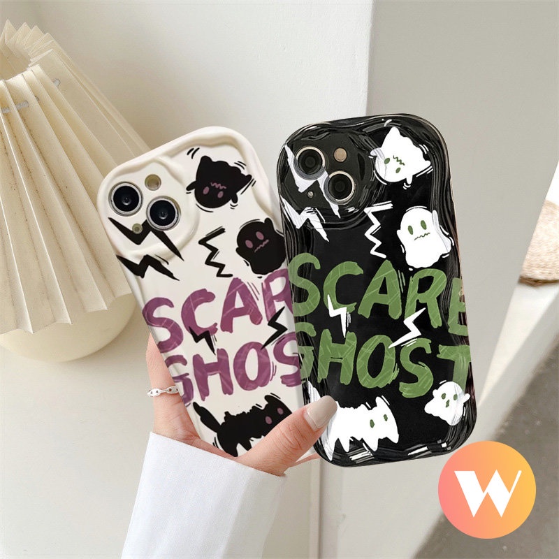 Casing Tepi Melengkung Bergelombang 3D Untuk Redmi 9C NFC A1 9 9A 9T 10a2 10A 10C Note 10s 11 10 11s 8 9 10Pro 10 Pro Max Plus POCO M3 Kartun Lucu Takut Hantu Kartun Monster Pasangan Soft Cover