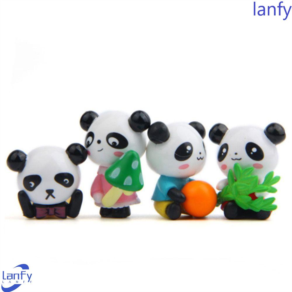 LANFY Micro Landscape Patung Hewan Lucu Pot Landscape DIY Kerajinan Pemandangan Dekorasi Miniatur Patung Buah Model Panda