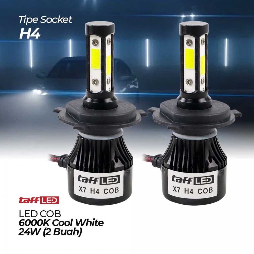 Lampu Headlamp Mobil LED COB H4 Cool White 2 PCS