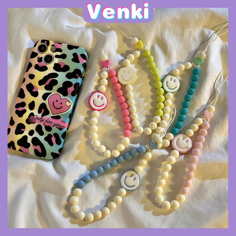 Venki - Casing Ponsel Lanyard Gelang Manik-manik Berwarna-warni Yang Indah Berbagai Gaya Smiley Cinta Manik-manik Cinta Kata-kata Cukup Warna-warni Sederhana Kompatibel Casing iPhone