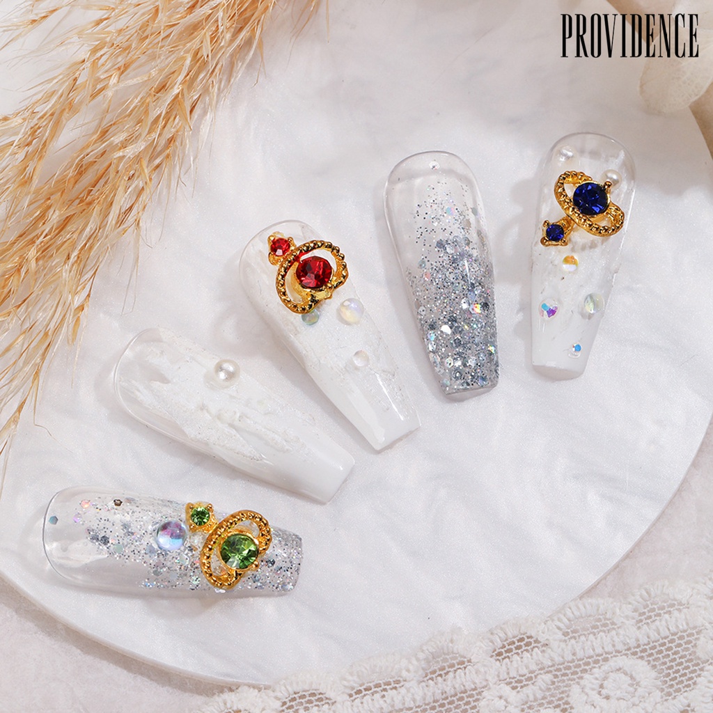 Providence 10 Pcs 3D Kuku Mengkilap Berlian Imitasi Multicolor Kristal Imitasi Alloy Planet Kuku Pesona Perhiasan Aksesoris Ponsel Case Ornamen DIY Nail Art Dekorasi