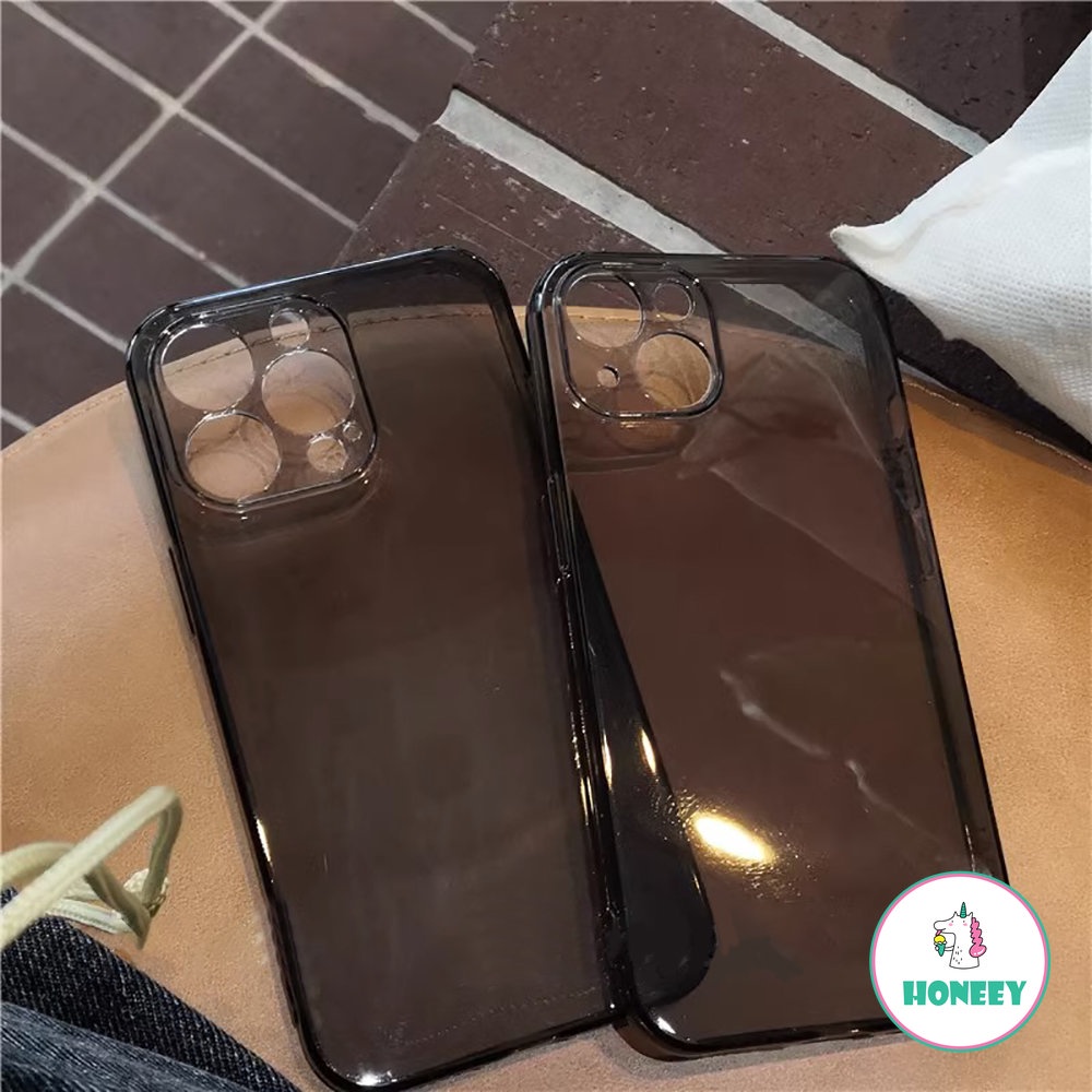 IPHONE Casing Ponsel Bumper Hitam Shockproof Kompatibel Untuk Iphone14 13 12 Pro Max 11 Pro Max Xs Max XR 87 14 Plus Transparan Lembut TPU Back Cover