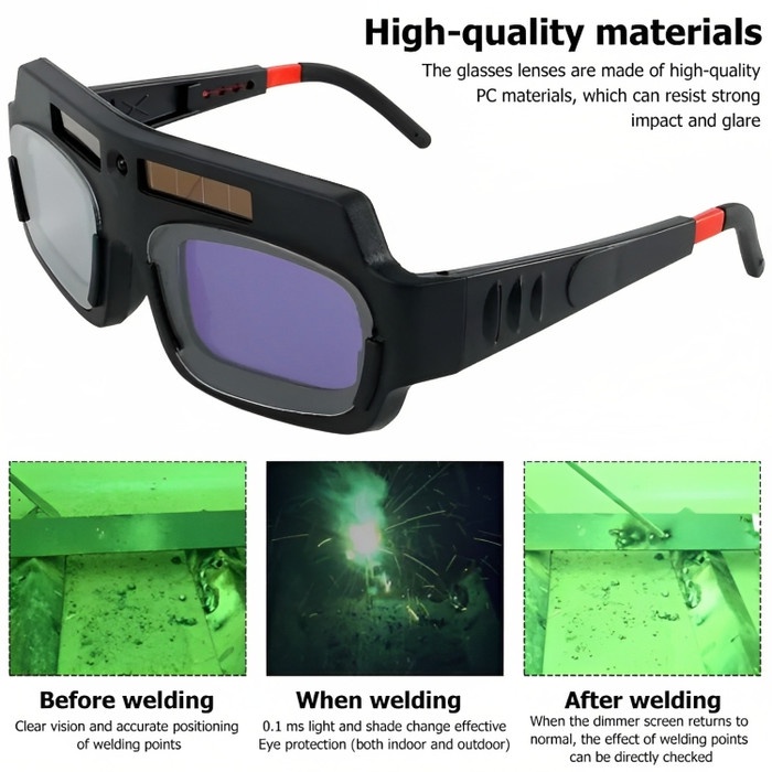 Kacamata Las Otomatis Dual Glass Solar Auto Darkness Welding Glasses