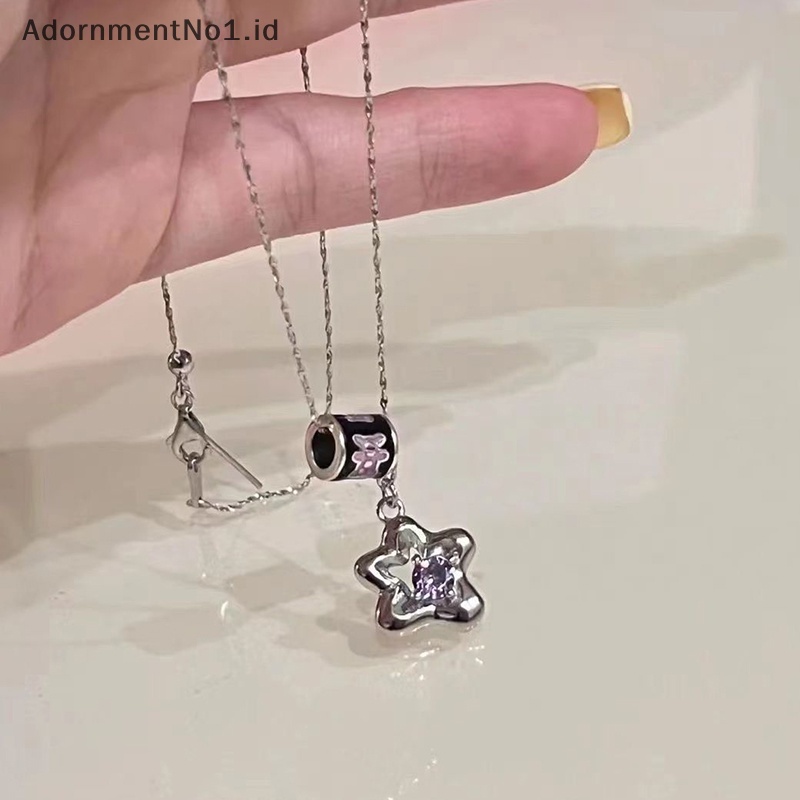 [AdornmentNo1] Kalung bintang pinggang kecil yang lucu Ins gaya rantai liontin keren rantai klavikula warna Sterling Silver sederhana untuk hadiah perhiasan wanita