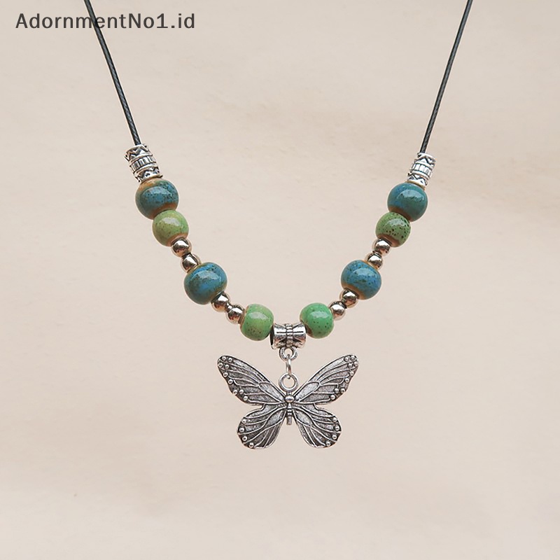 [AdornmentNo1] Bohemian Vintage kalung kupu manik keramik liontin Adjustable Bulk item