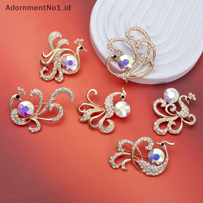 [AdornmentNo1] Fashion merak bros berlian imitasi ringan Alloy korsase aksesoris pakaian elemen hewan perhiasan untuk wanita Shiny Brooch