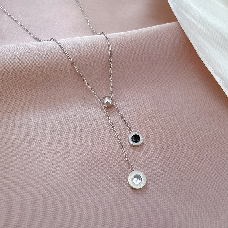 Kalung serut bvl zircon juntai  titanium stainless steel 316L import anti karat harga grosir bisa cod