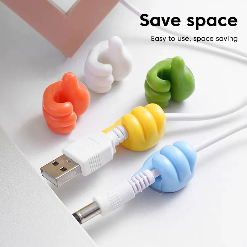 1/4/10 Pcs Random Colors Mini Thumb Shape Cable Manager/ Portable Self Adhesive Charging Cord Fixed Hook/ Home Computer Power Wire Storage Holder