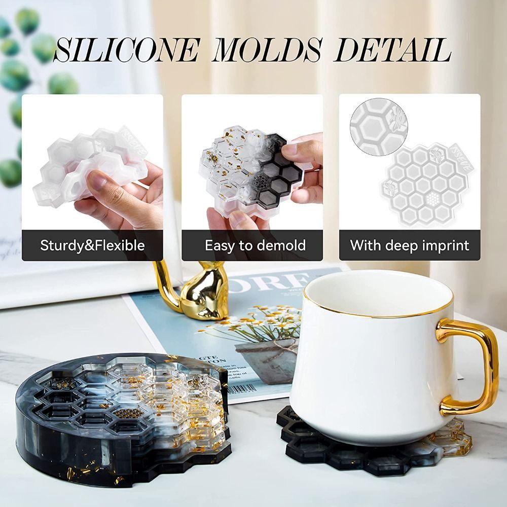 【 ELEGANT 】 Cetakan Silikon, Cetakan Coaster Bentuk Sarang Lebah, Cetakan Resin Epoxy Motif Sel Handmade Untuk DIY