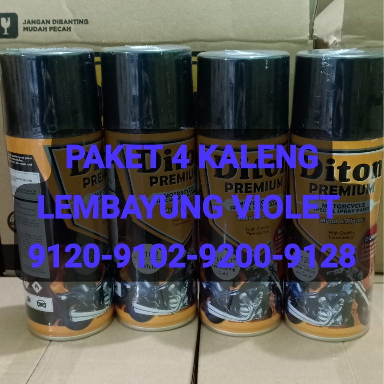 DITON PREMIUM PAKET LENGKAP WARNA LEMBAYUNG 4 PCS Pilok Cat Semprot Lembayung (Epoxy - Dasar Putih - Lembayung - Clear) 4pcs x 400ml