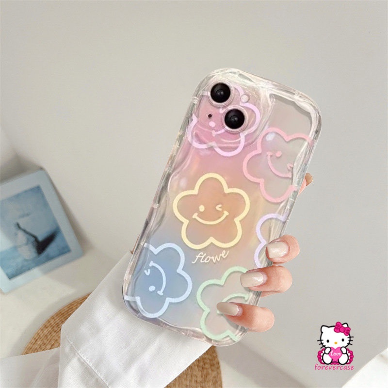 Untuk Realme C53 C35 C55 C21Y C31 C21 C15 C30 C25Y C17 C25 C12 C11 C20 C20A C25s C33 C3 5s 5 7i 5i 9i 6i Graffiti Smiley Fresh Flowers Holder Bracket 3D Wavy Curved Edge Case