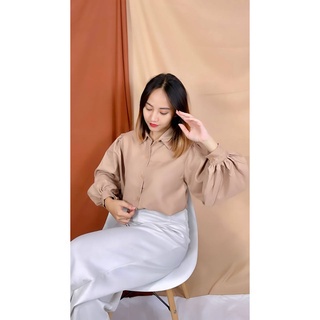 KEMEJA WANITA LENGAN PANJANG ZS 1010 AUDRY RUFI BASIC SHIRT PAKAIAN WANITA  FASHION KEKINIAN TREND 2023