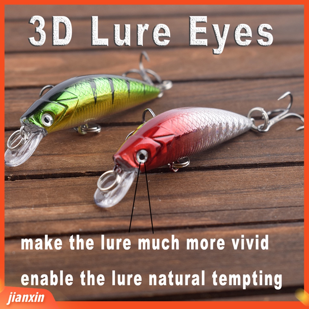 (In Stock) 5cm /5.7g Umpan Pancing Simulasi Kulit Hidup Warna Cerah 3D Fisheyes Tajam Kait Ikan Menarik Universal Air Tawar Tenggelam Ikan Kecil Buatan Umpan Peralatan Memancing