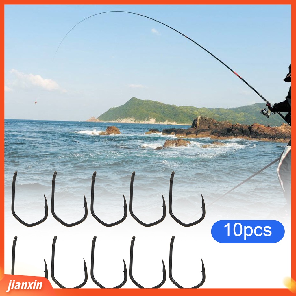 (In Stock) 10Pcs Pengait Pancing Handal Desain Bentuk Segitiga Aksesoris Tahan Korosi Praktis Memancing J Hook Untuk Angling