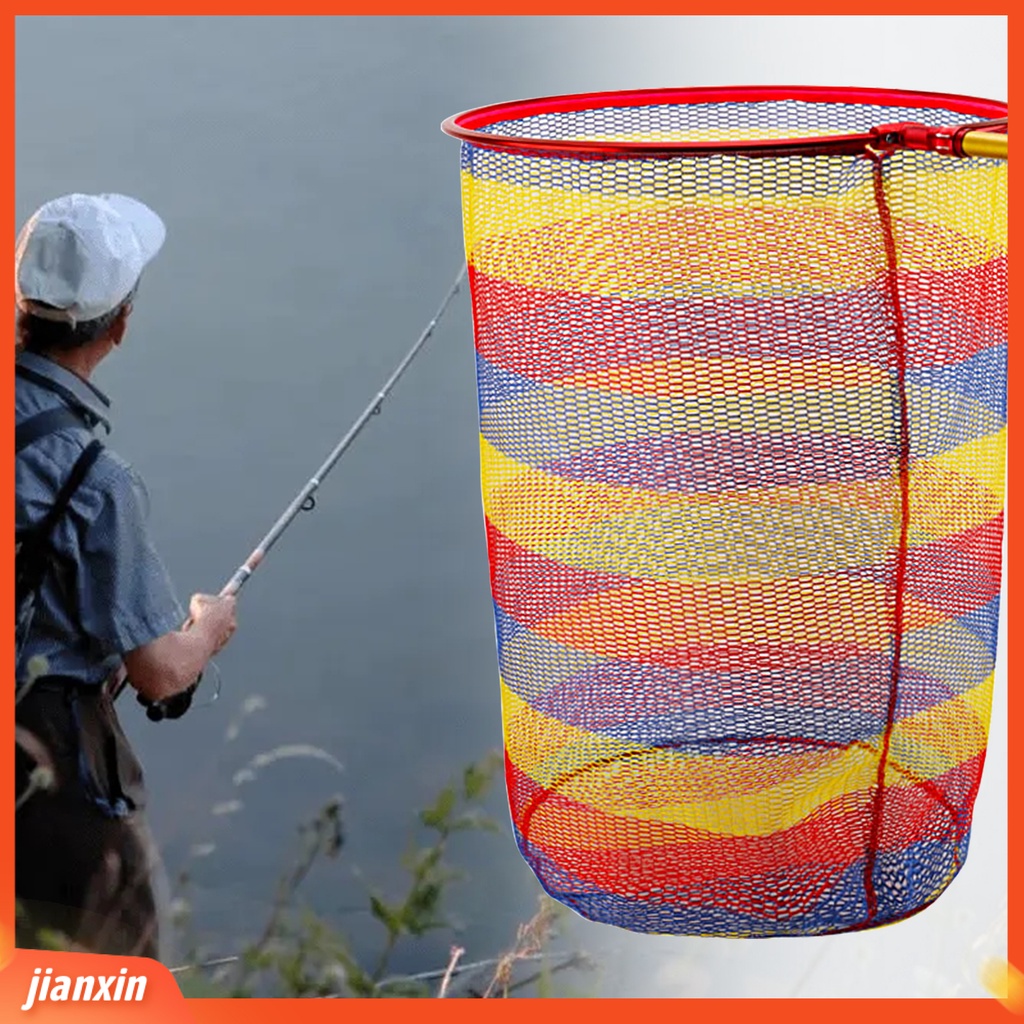 (In Stock) Jaring Pendaratan Pancing Lipat Aman Menangkap Paduan Aluminium Kedalaman 50 cm Jala Warna-Warni Jaring Ikan Peralatan Memancing