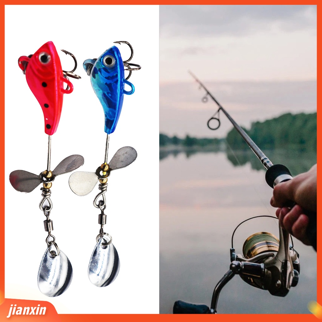 (In Stock) 4Pcs /Set 12g 8.5cm Umpan Pancing 360derajat Berputar Kait Tajam Dengan Spinner Memancing 3D Mata Metal VIB Umpan Buatan Untuk Outdoor