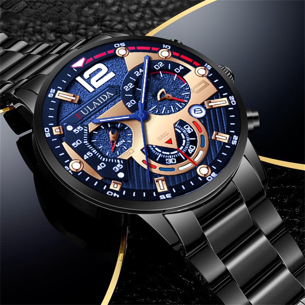 Jam Tangan Pria Original Luxury Bisnis Quartz Stainless Steel Watch