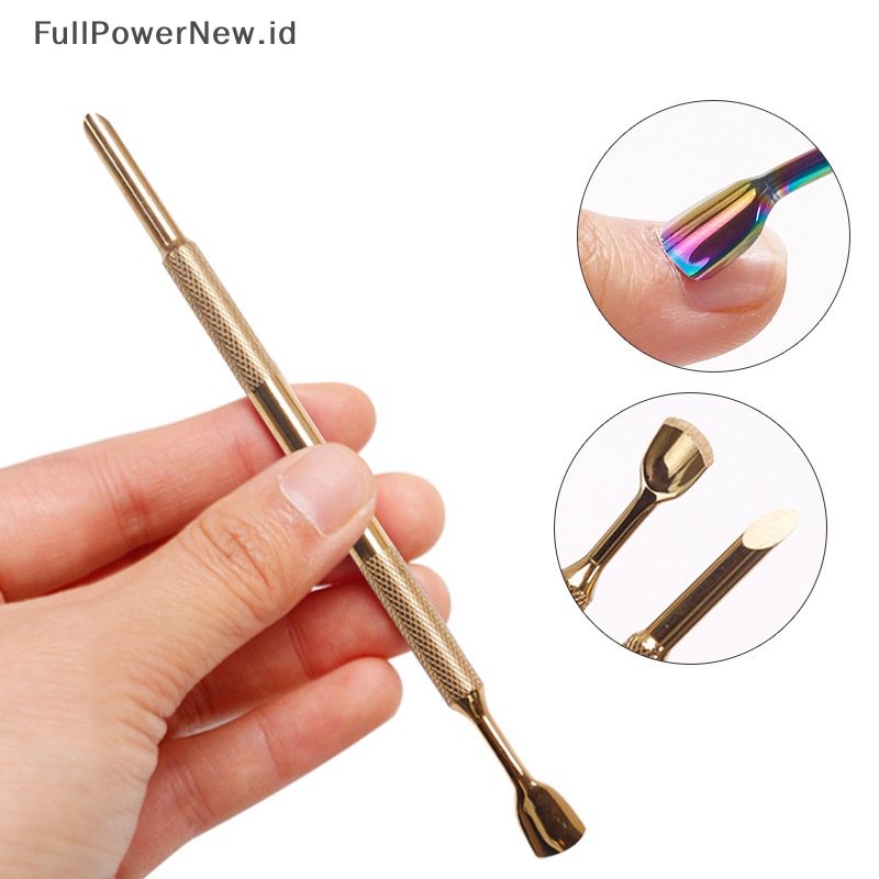 Power Stainless Steel Cuticle Nail Pusher Double Ended Spoon Nail Art Alat Pedicure ID