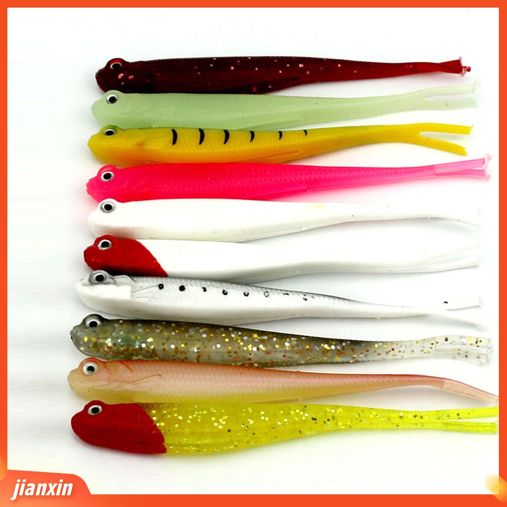 (In Stock) 10Pcs/ Lot Multicolor Plastik Lembut 3D Mata Lures 13cm Umpan Pancing Tackle Tools