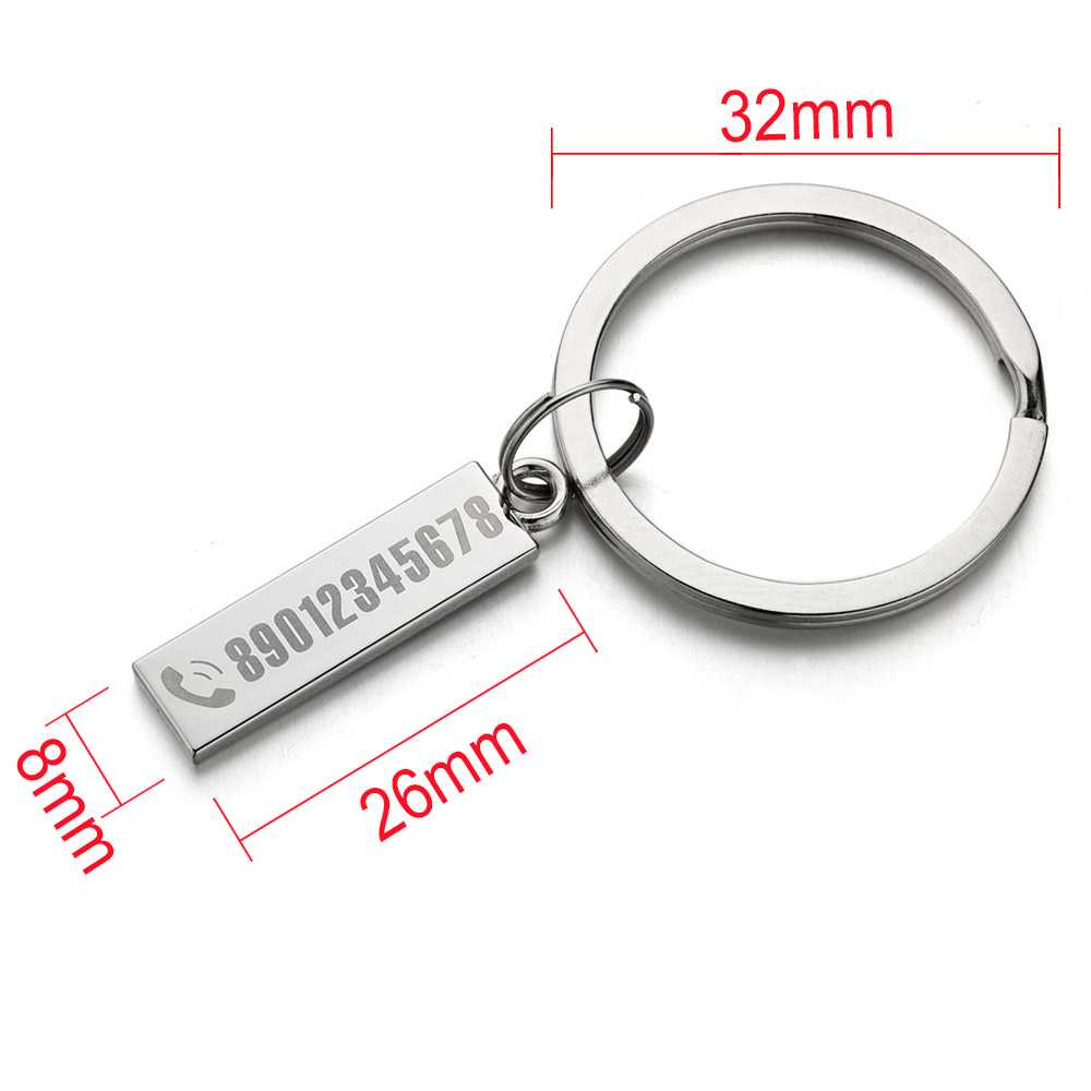 Gantungan Kunci Plat Stainless Steel Anti Lost Key Chain 26mm BURNHILDA