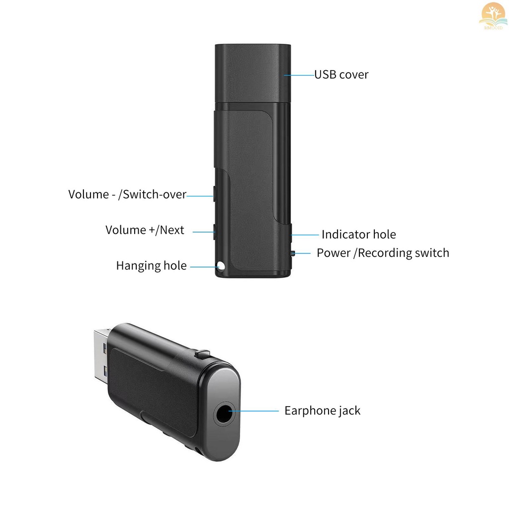 In Stock Perekam Suara Digital U-disk Flash Driver Suara Audio Dictaphone Aktif Perangkat Rekaman Kartu Penyimpanan 8G Profesional Dengan USB &amp; Antarmuka USB Mikro Untuk Kelas Kuliah