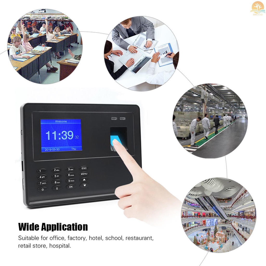 In Stock Biometrik Fingerprint Password Time Attendace Machine Karyawan Cek-in Time Clock Recorder Reader Dengan Layar TFT 2.8 Inci Multi Bahasa Dukungan USB Disk Data Downloa