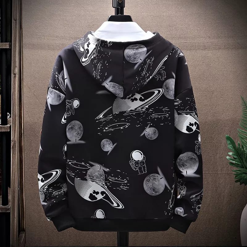 Planet Fullprint Hoodie Outerwear Sweater Hodie Pria Casual Daily Matt Fleece Tebal l Sweter Premium