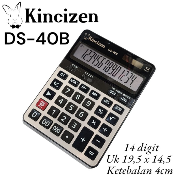 KINCIZEN DS-40B KALKULATOR DESKTOP MEJA / CALCULATOR 14 DIGIT CEK ULANG BATERAI AA