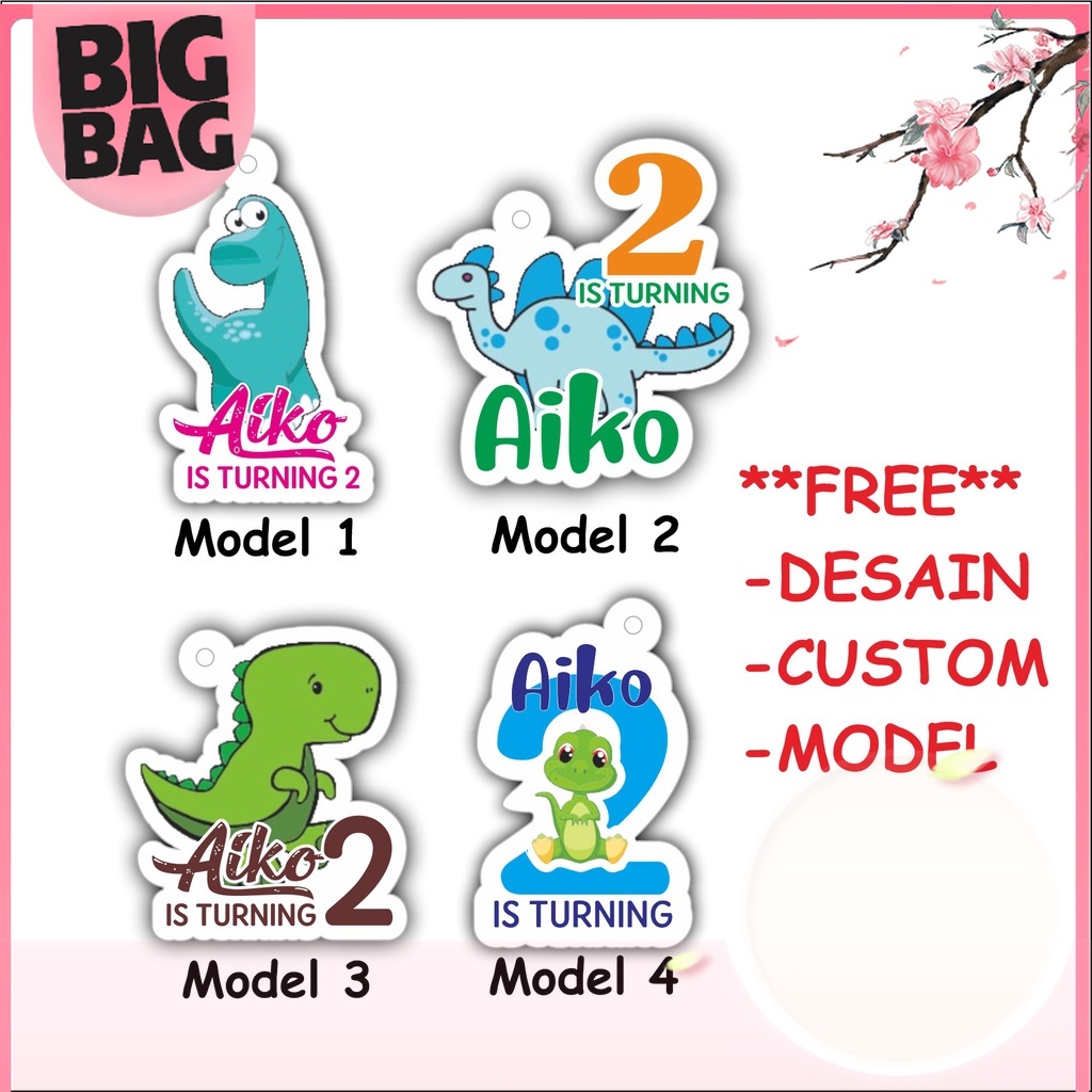 

Bigbag (25pcs) Tag DINOSAURUS Tag Hampers Ulang Tahun Anak Gantungan Custom Cutting DIE cut