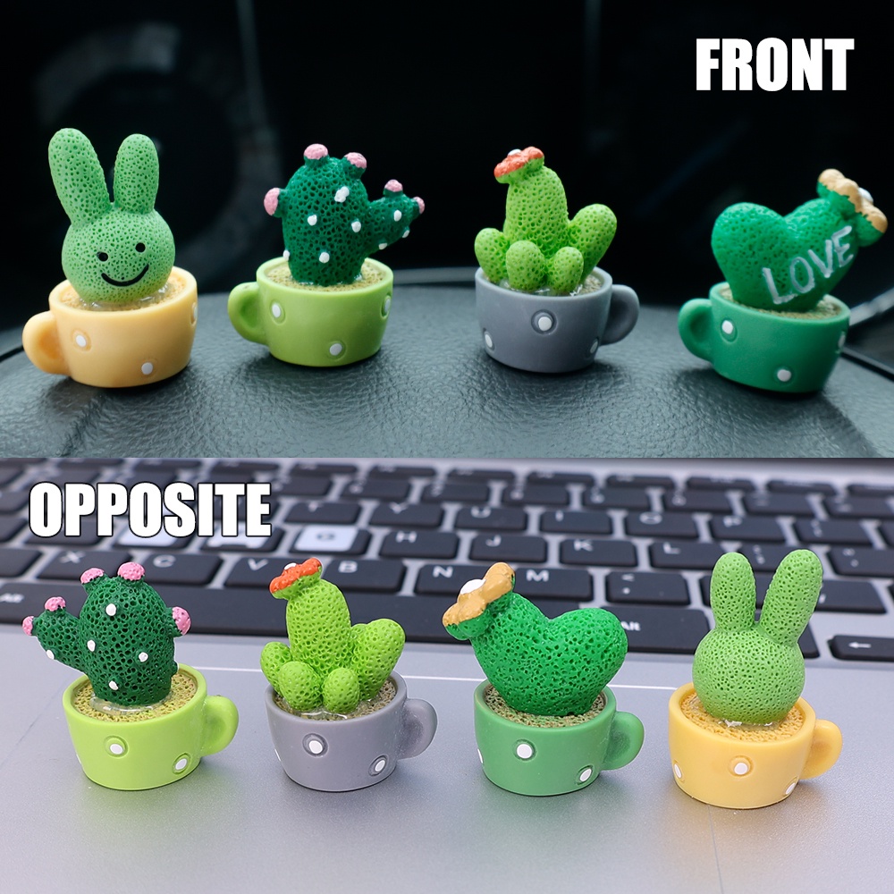 [Fitur] Miniatur Kaktus Model Pot Bunga/Tanaman Pot Kecil Mini Lucu/Kaktus Simulasi Kreatif/Dekorasi Konsol Tengah Mobil/Ornamen Resin Kaktus Lucu