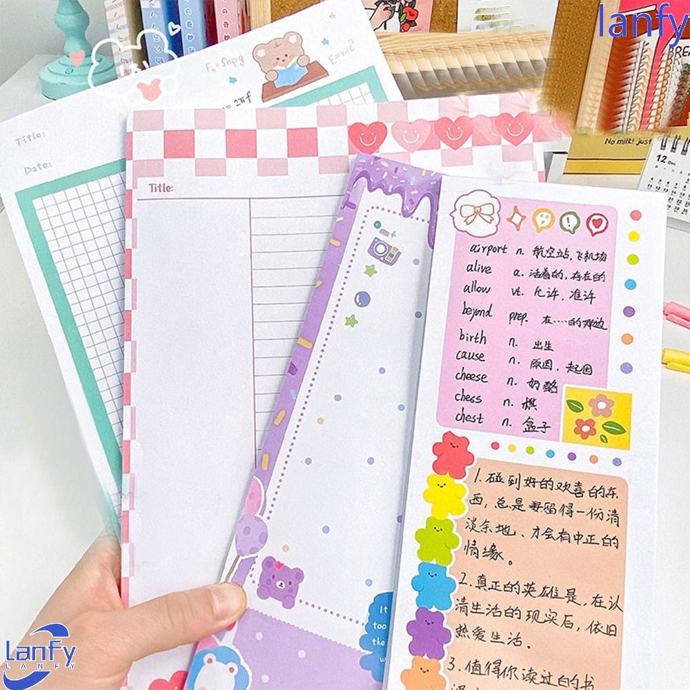 LANFY Memo Paper Korea 50lembar Nonviscous Scrapbooking Perlengkapan Kantor Sekolah Nota Pesan