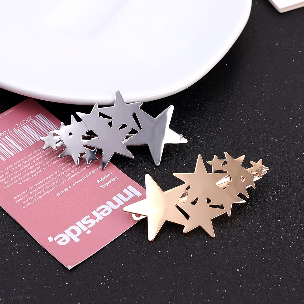 Ponytail Holder Jepit Rambut Hair Clip Elegan Korea INS Gaya Gadis Manis Keren Pentagram Bintang Hiasan Kepala Populer Sederhana Aksesoris Rambut Logam Musim Semi Klip Bobby Pin Y2k