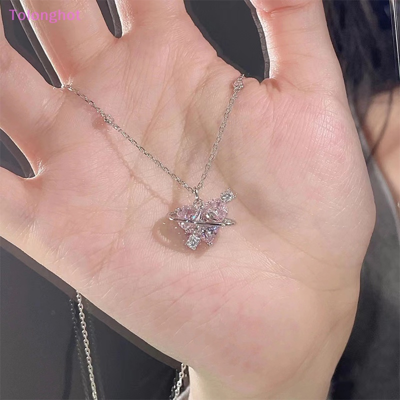 Tolonghot&gt; Fashion Planet Merah Muda Hati Zirkon Kalung Wanita Pesona Aesthetic Klavikula Rantai Kalung Untuk Valens Hari Hadiah Pesta Perhiasan well