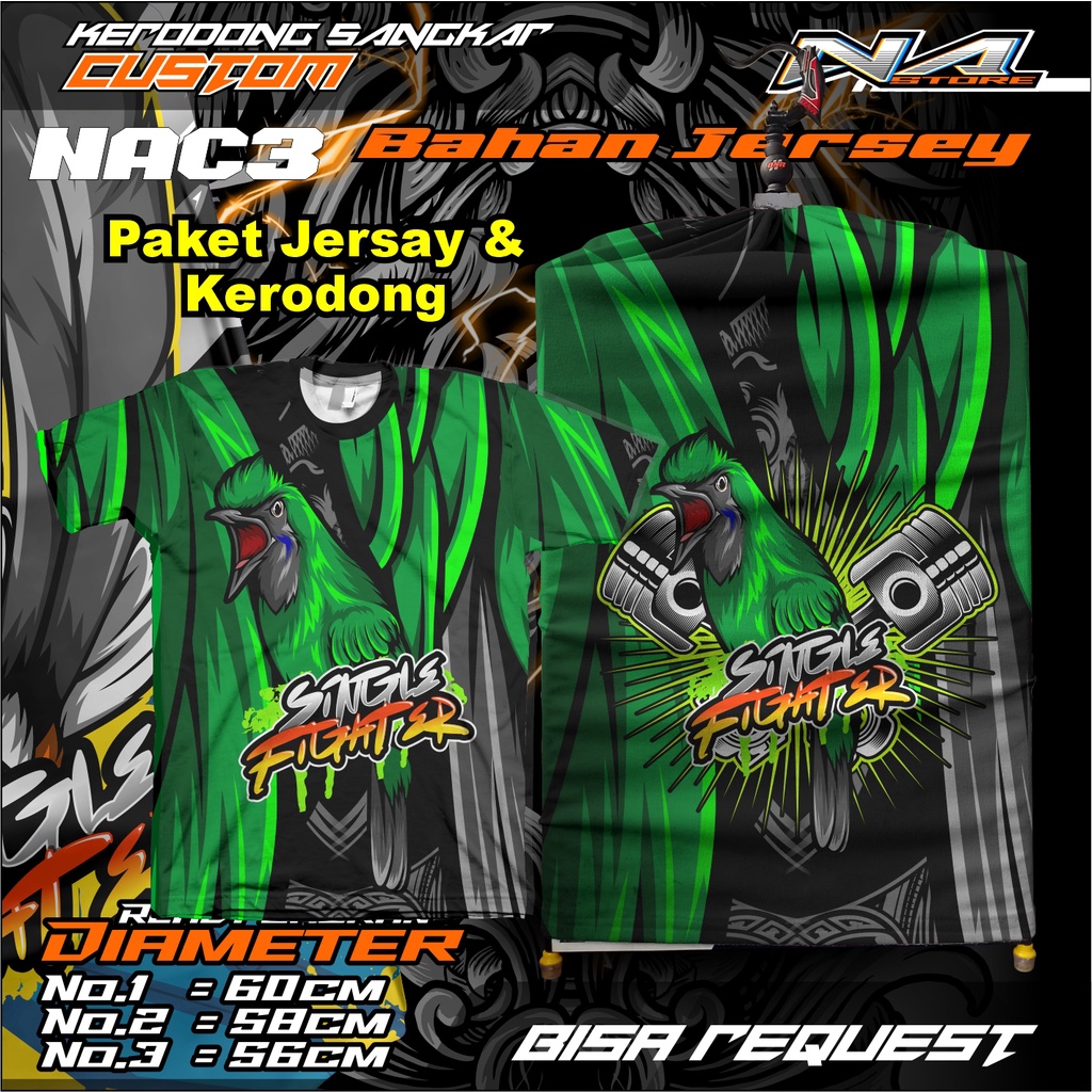 Kerodong Cucak ijo + Kaos Jersey Cucak ijo sigle figter Bahan Dryfit High Quality - NA STORE