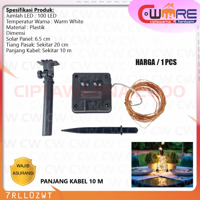 TaffLED Lampu Hias String Light Waterproof 100LED Solar Panel 10M- BDB CW2H