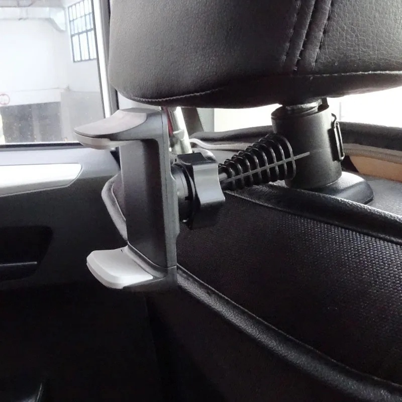 1pc Portable Car Headrest Mounted ABS Phone Fixed Bracket/ Dudukan Tablet Mobil Dapat Diputar 360derajat/ Holder Penyimpanan Smartphone Kendaraan Universal