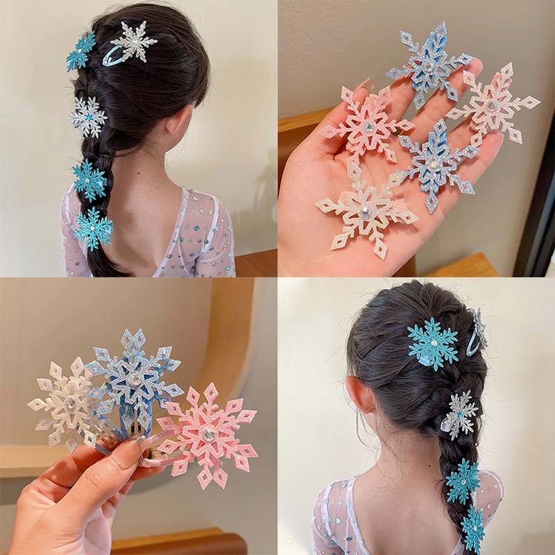 2pcs Snowflake Wanita Kristal Berlian Imitasi Hair Pin Klip Jepit Rambut Barrette2023