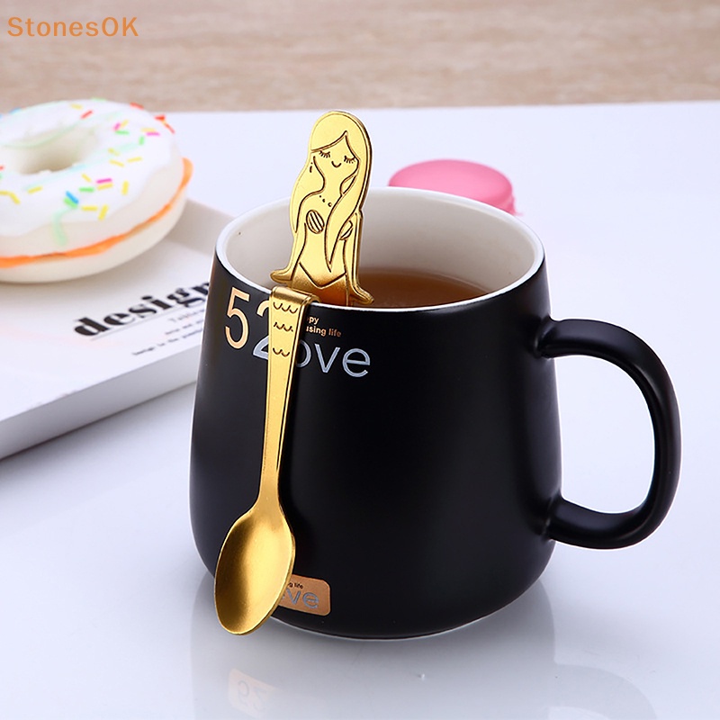 Stones 1Pc Sendok Kopi Mermaid Scoop304Stainless Steel Hanging Coffee Spoon Sendok Teh Gula Es Krim Tea Spoon Alat Dapur ID