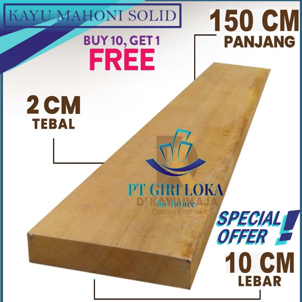 

Papan Kayu Mahoni Ukuran Tebal 2cm Lebar 10cm Panjang 150cm Serut Halus Amplas Halus Murah