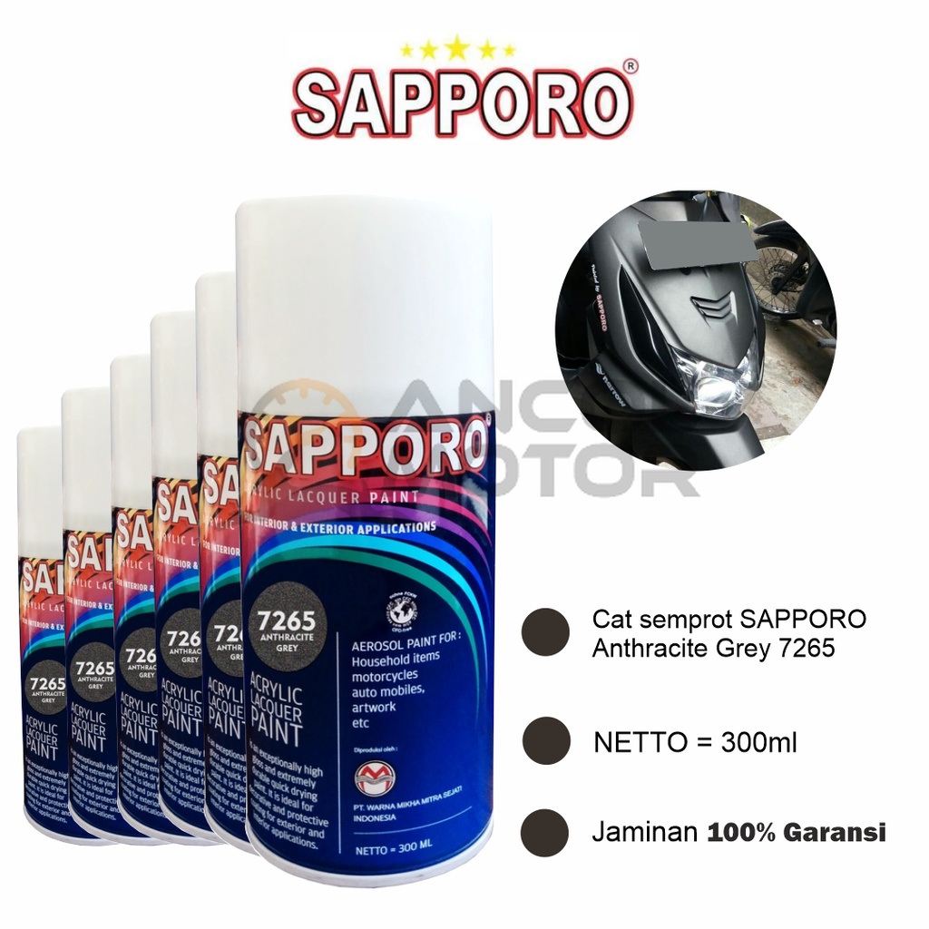 

Sapporo Anthracite Grey 7265 Cat Semprot Aerosol Pilox Warna Abu Gelap