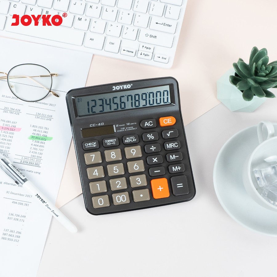 

JOYKO CC-40 KALKULATOR CHECK CORRECT 12 DIGIT - CALCULATOR DESKTOP CC40 CEK ULANG