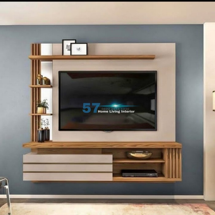 Backdrop Kabinet TV - Backdrop Pemanis Ruang TV Bahan Plywood HPL