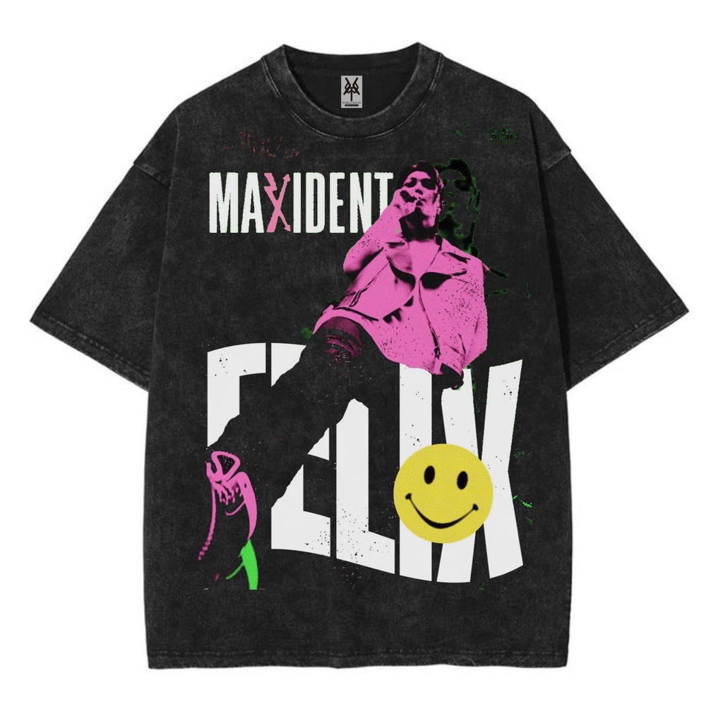 Kaos oversize felix maxident stray kids kpop washed washing vintage tee